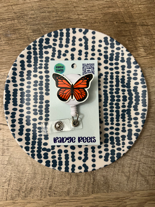 Orange Monarch Butterfly Badge Reel